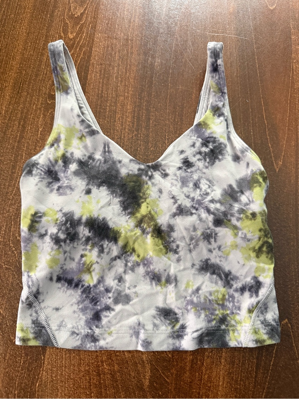 lululemon athletica Tie-Dye V-Neck Crop Tank - White, Gray & Olive